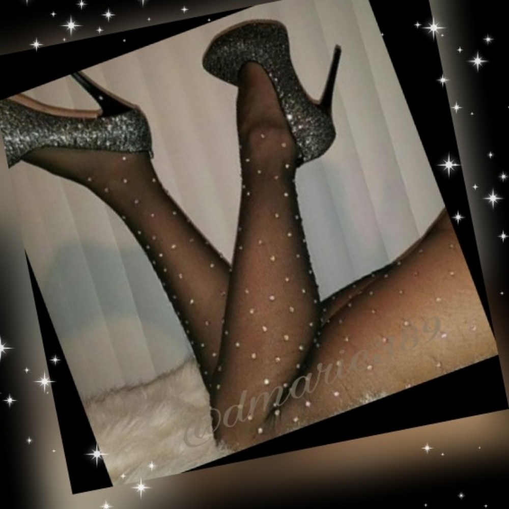 Unique sparkling Black pantyhose w/rhinestones